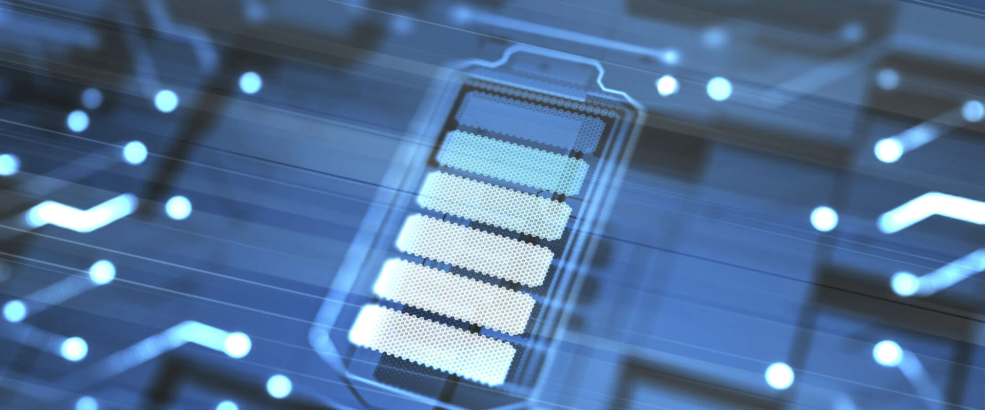 Bildbeschreibung / description: Eine Batterie auf blauem Hintergrund.